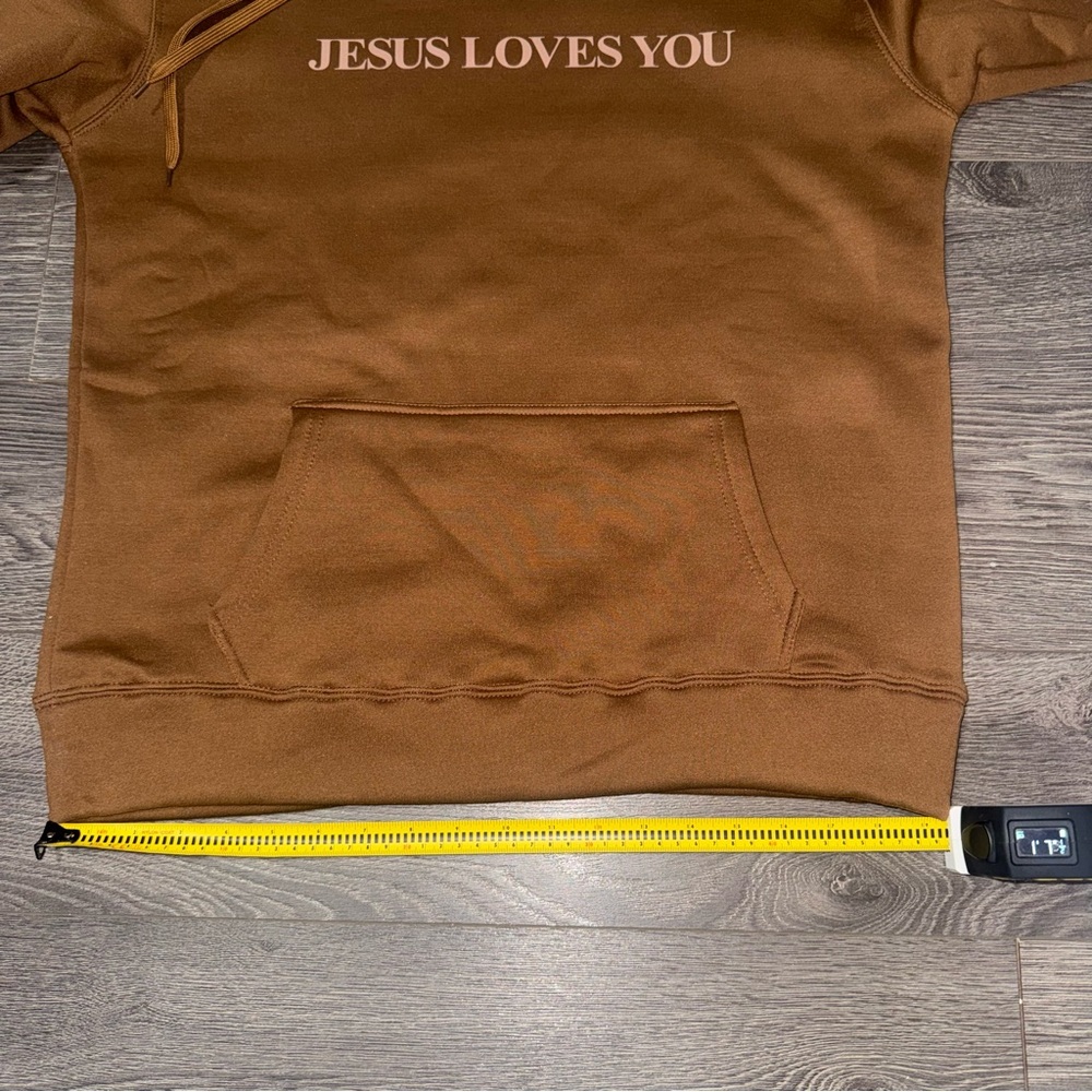 Jesus Loves You Hoodie M/L Brown Inspirational Bible‎ Casual Trendy Christian - Picture 9 of 9